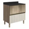Balcao Tampo 2G Vidro 80cm MDF Kali 16415 Carvalho Toq Bianco Toq Nicioli