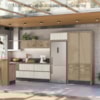 Balcao Tampo 2G Vidro 80cm MDF Kali 16415 Carvalho Toq Bianco Toq Nicioli