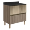 Balcao Tampo 2G Vidro 80cm MDF Kali 16415 Carvalho Toq Carvalho Toq Nicioli