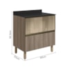 Balcao Tampo 2G Vidro 80cm MDF Kali 16415 Carvalho Toq Carvalho Toq Nicioli