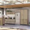 Balcao Tampo 2G Vidro 80cm MDF Kali 16415 Carvalho Toq Carvalho Toq Nicioli