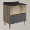 Balcao Tampo 2G Vidro 80cm MDF Kali 16415 Carvalho Toq Chumbo Nicioli