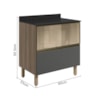 Balcao Tampo 2G Vidro 80cm MDF Kali 16415 Carvalho Toq Chumbo Nicioli