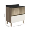 Balcao Tampo 2G Vidro 80cm MDF Kali 16415 Carvalho Toq Off White Cetim Nicioli