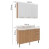 Balcao Tampo Armario Aereo 120 cm CZ31 Freijo Branco Marmore Branco Tecno Mobili