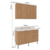 Balcao Tampo Armario Aereo 120 cm CZ31 Freijo Marmore Branco Tecno Mobili