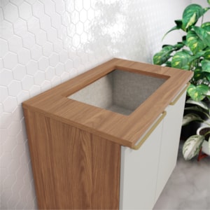Balcao Tampo Cooktop 2 Portas 80 cm Requinte Nature Areia Henn