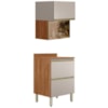 Balcao Tampo e Armario Aereo Vidro 60 cm MDF Proenca Nogueira Nude Prime Demartez