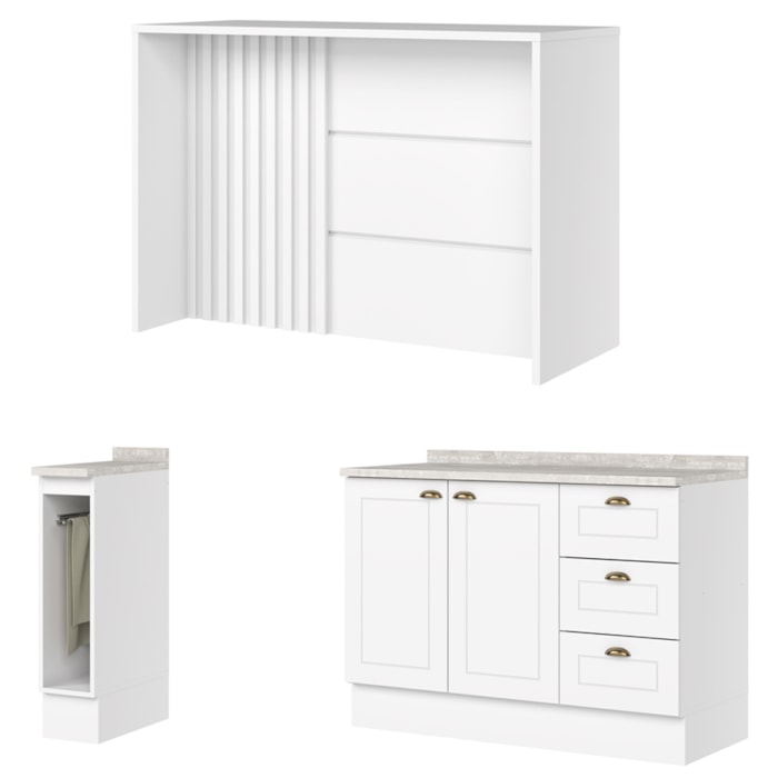 Bancada E Balcao Gourmet 146 cm CE817 Americana Branco Calcare Henn