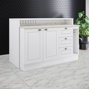 Bancada E Balcao Gourmet 146 cm CE817 Americana Branco Calcare Henn