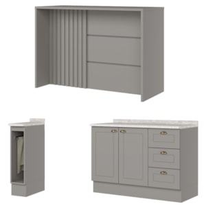Bancada E Balcao Gourmet 146 cm CE817 Americana Cinza Calcare Henn