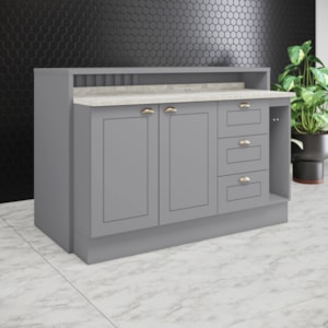 Bancada E Balcao Gourmet 146 cm CE817 Americana Cinza Calcare Henn