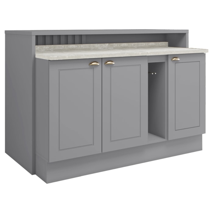 Bancada E Balcao Gourmet 146 cm CE818 Americana Cinza Calcare Henn