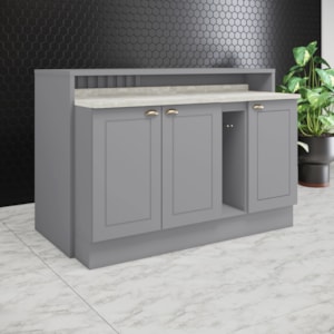 Bancada E Balcao Gourmet 146 cm CE818 Americana Cinza Calcare Henn
