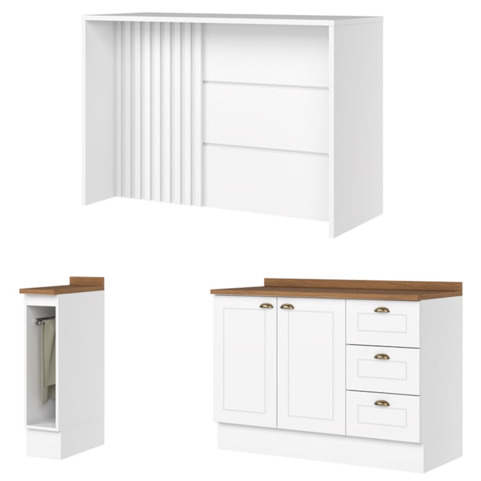Bancada E Balcao Gourmet 146cm CE817 Americana Branco Nature Henn