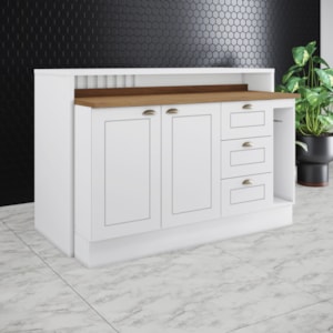 Bancada E Balcao Gourmet 146cm CE817 Americana Branco Nature Henn