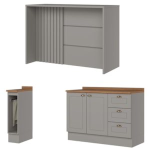 Bancada E Balcao Gourmet 146cm CE817 Americana Cinza Nature Henn