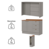 Bancada E Balcao Gourmet 146cm CE817 Americana Cinza Nature Henn