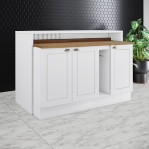 Bancada E Balcao Gourmet 146cm CE818 Americana Branco Nature Henn