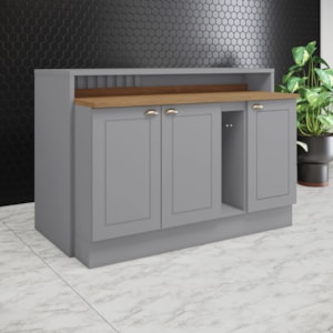 Bancada E Balcao Gourmet 146cm CE818 Americana Cinza Nature Henn