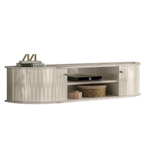 Bancada Suspensa Tv 60 Pol 2P 136 cm Modena Calacata Off White MADETEC