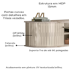 Bancada Suspensa Tv 60 Pol 2P 136 cm Modena Calacata Off White MADETEC