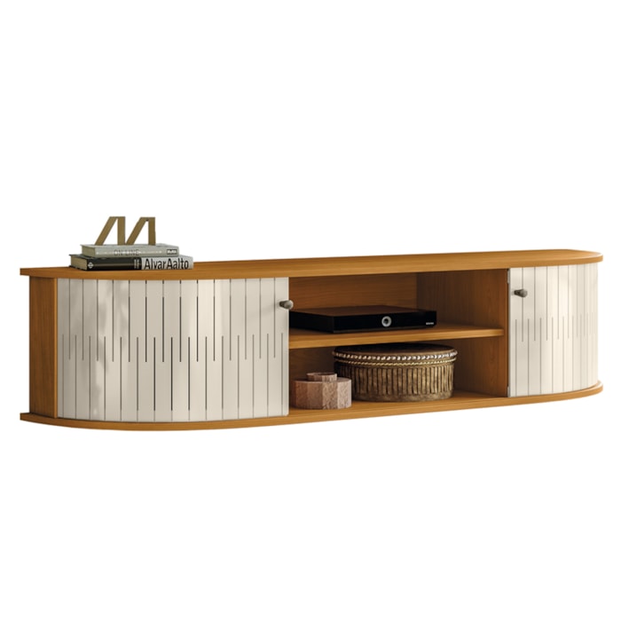 Bancada Suspensa Tv 60 Pol 2P 136 cm Modena Cinamomo Off White MADETEC