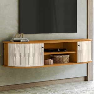 Bancada Suspensa Tv 60 Pol 2P 136 cm Modena Cinamomo Off White MADETEC