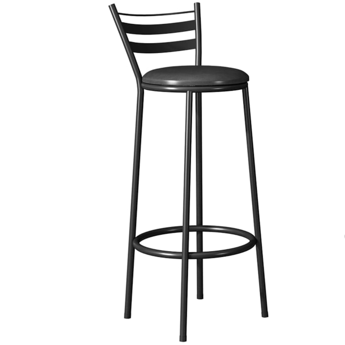 Banqueta Alta New Dubai Base Tubular 94x36 cm Preto Assento Preto ARTEF