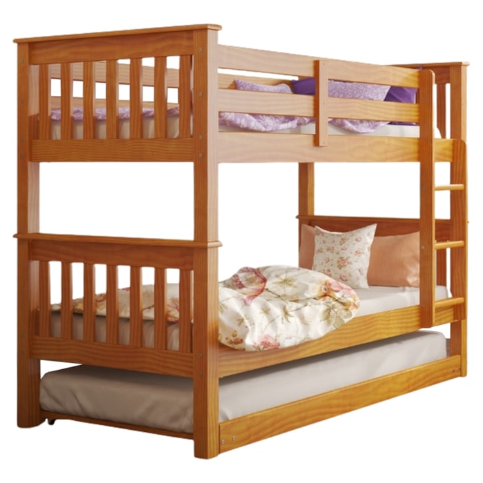 Beliche Madeira Maciça Com Cama Auxiliar 730X715LA Mel Acetinado Marjori