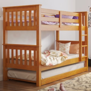 Beliche Madeira Maciça Com Cama Auxiliar 730X715LA Mel Acetinado Marjori