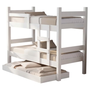 Beliche Solteiro Leticia Com Cama Auxiliar Mili MDF 199X95 cm Branco Decmade