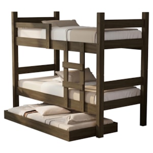 Beliche Solteiro Leticia Com Cama Auxiliar Mili MDF 199X95 cm Castanho Decmade