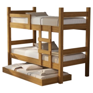 Beliche Solteiro Leticia Com Cama Auxiliar Mili MDF 199X95 cm Nature Decmade