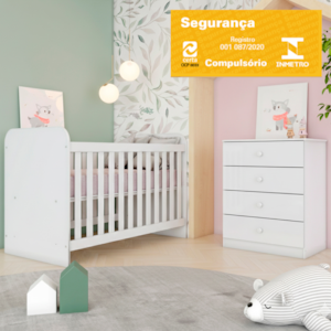 Berco Grade Fixa e Comoda 4 Gavetas Labirinto Branco Henn