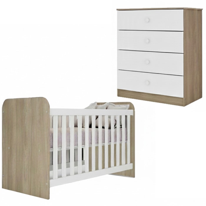 Berco Grade Fixa e Comoda 4 Gavetas Labirinto Rustico Branco Henn