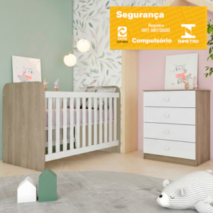 Berco Grade Fixa e Comoda 4 Gavetas Labirinto Rustico Branco Henn