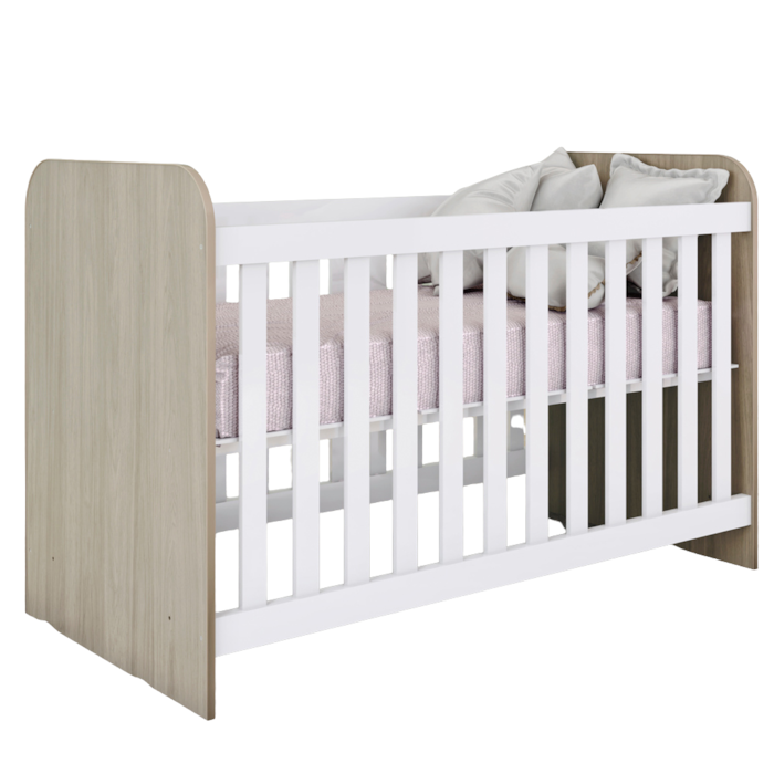 Berco Infantil Grade Fixa 133X66 cm Labirinto Rustico Branco Henn