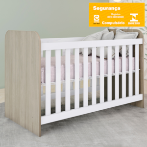 Berco Infantil Grade Fixa 133X66 cm Labirinto Rustico Branco Henn