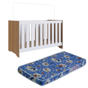 Berço Mini Cama 3X1 Com Colchao LA013 Nogal Manchester Branco Comm Berço Mini Cama 3X1 Com Colchao LA013 Nogal Manchester Branco Comm
