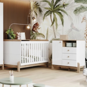 Berco Mini Cama E Comoda 1 Porta E 3 Gavetas Ternura Branco Jequitiba HP Henn