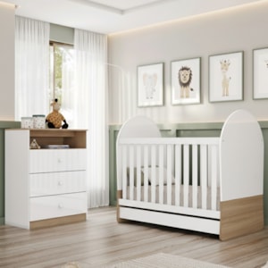 Berco Mini Cama E Comoda 3 Gavetas Magia Branco Jequitiba HP Henn