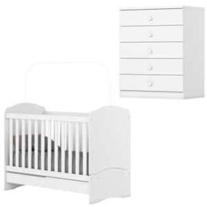 Berco Mini Cama E Comoda 5 Gavetas Bala De Menta Branco Henn