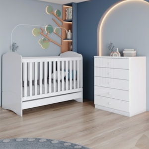 Berco Mini Cama E Comoda 5 Gavetas Bala De Menta Branco Henn