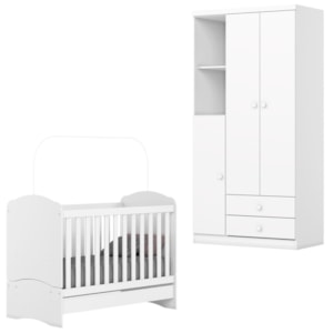 Berco Mini Cama e Guarda Roupa 2 P 2 G Bala De Menta Branco Henn