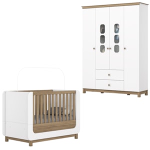 Berco Mini Cama e Guarda Roupa 4 P 2 G Aconchego Branco Jequitiba HP Henn