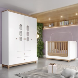 Berco Mini Cama e Guarda Roupa 4 P 2 G Aconchego Branco Jequitiba HP Henn