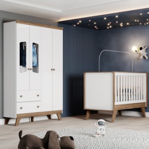 Berco Mini Cama e Guarda Roupa 4 P 2 G Confete Branco Jequitiba HP Henn