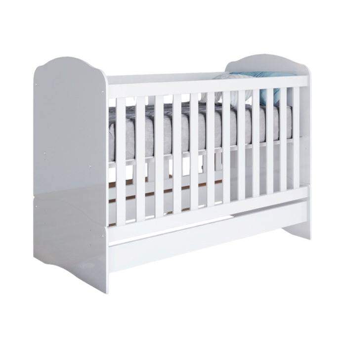 Berco Mini Cama Grade Fixa 133X68 cm Bala De Menta Branco Henn