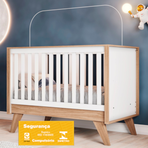 Berco Mini Cama Grade Fixa 139X79 cm Confete Branco Jequitiba HP Henn